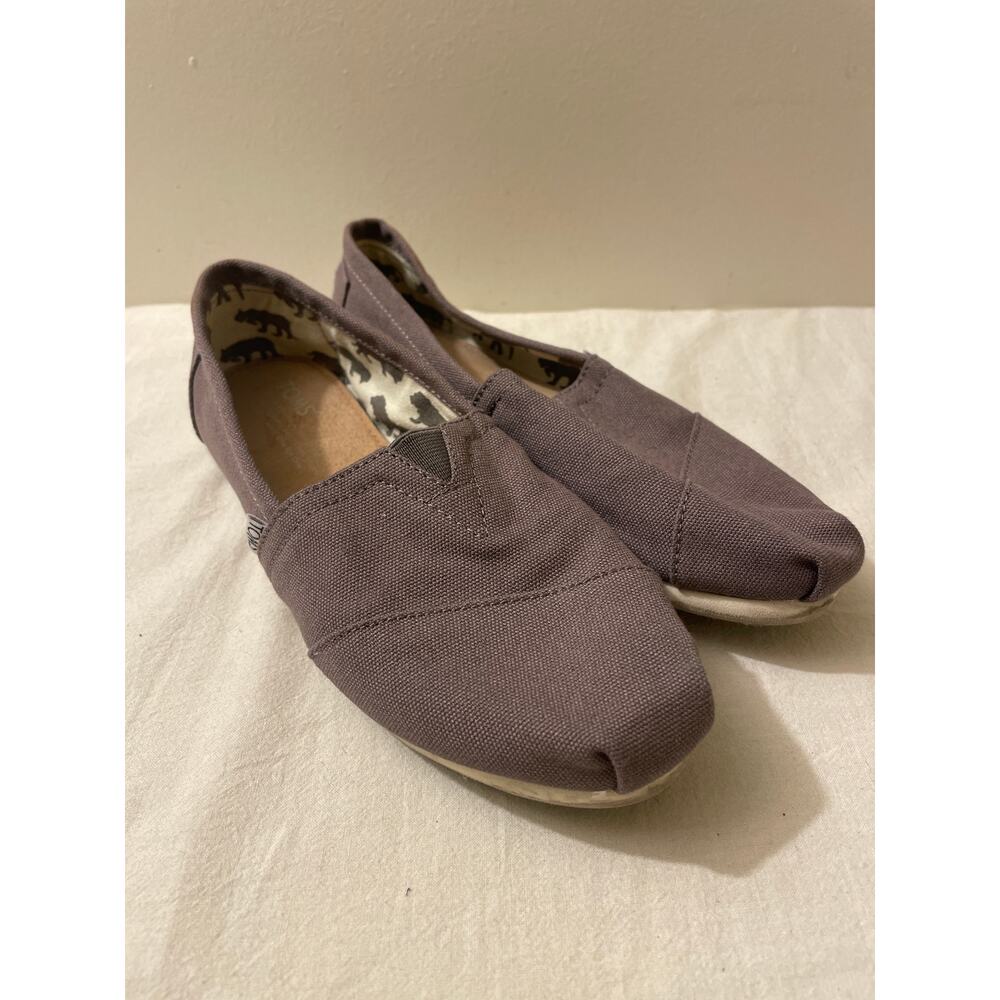 Toms Alpargata Women's Size 7 Slip On Canvas Flats Shoes Gray Beige